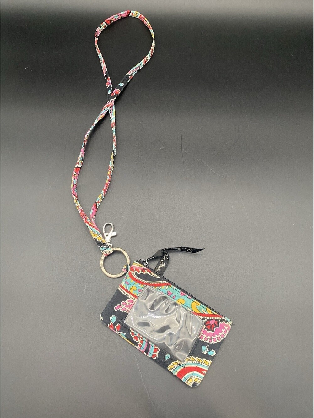 Vera Bradley Parisian Paisley Pattern Lanyard Keychain w/ ID Wallet